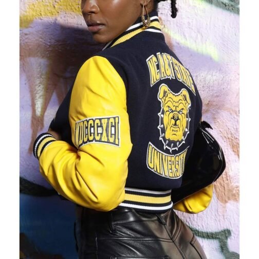 Women’s North Carolina A&T State University Black and Yellow Varsity Jacket - Image 5