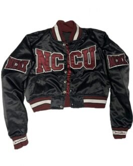 Women’s NC Central University Cropped Black Satin Jacket