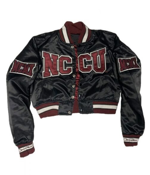 Women’s NC Central University Cropped Black Satin Jacket