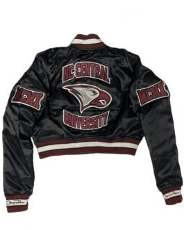 Women’s NC Central University Cropped Black Satin Jacket