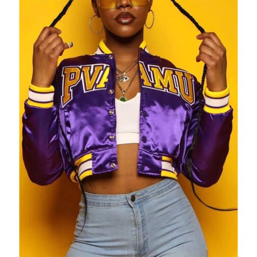 Women’s Embroidered Prairie View A&M University Purple Jacket - Image 3