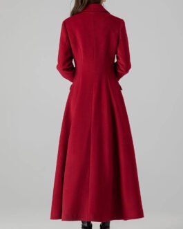 Women’s Princess Red Wool Long Coat
