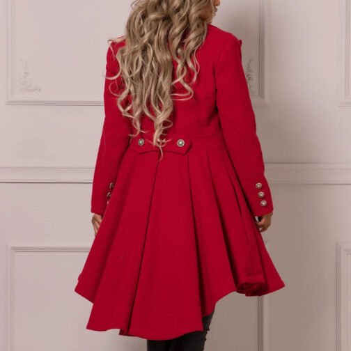 Women’s Princess Red Wool Midi Coat - Image 6