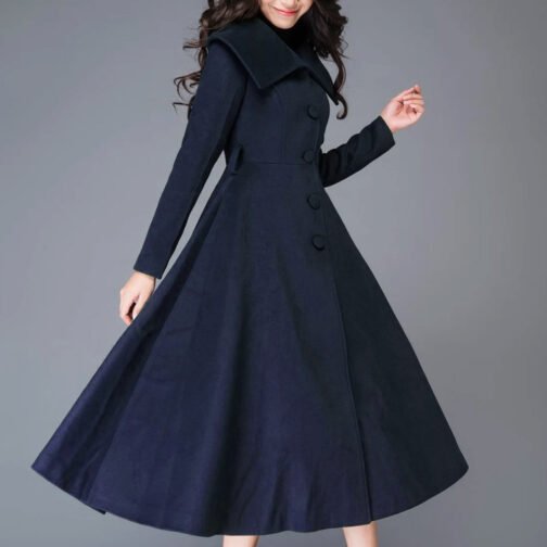 Women’s Princess Swing Green Wool Coat - Image 9