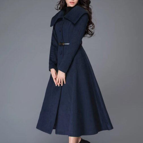 Women’s Princess Swing Green Wool Coat - Image 13