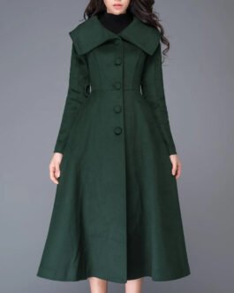Women’s Princess Swing Green Wool Coat