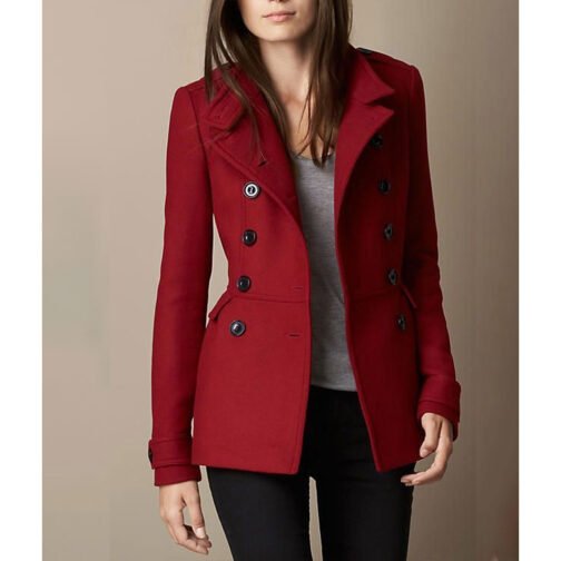 Red Women’s Wool Peacoat