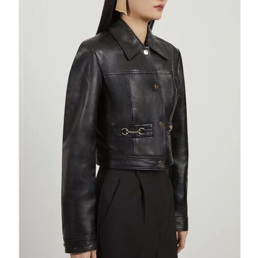 Women’s Snaffle Trim Leather Jacket - Image 10