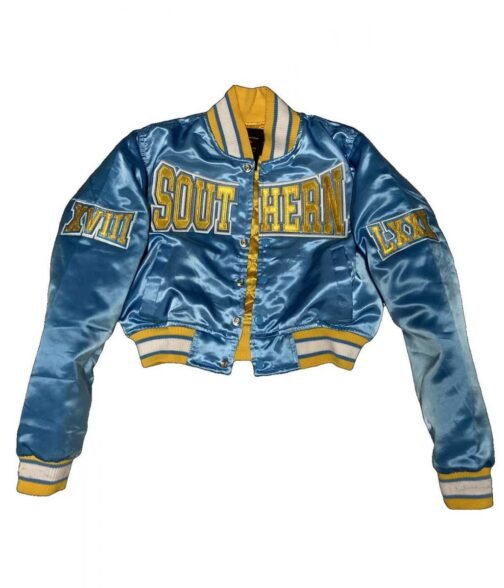 Women’s Cropped Southern University Bomber Satin Jacket