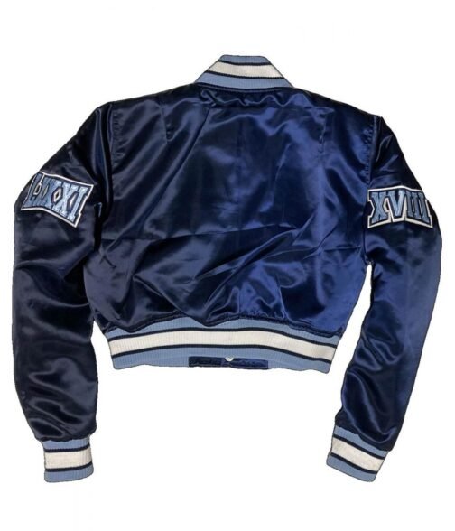 Women’s Cropped Spelman College Blue Bomber Jacket - Image 2