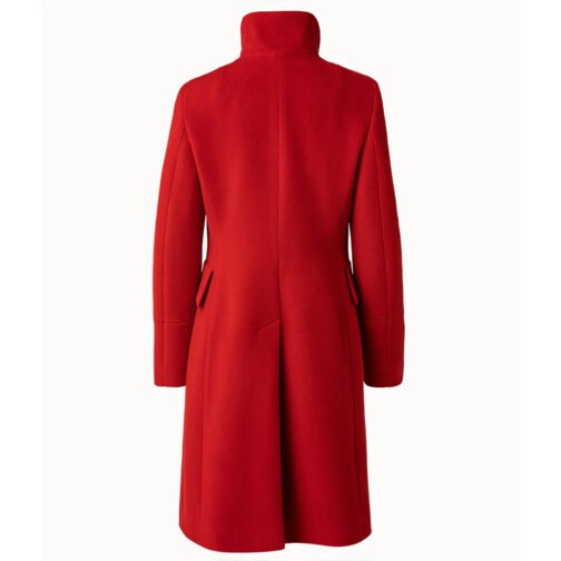 Women’s Stand Collar Akris Punto Red Wool Coat - Image 3