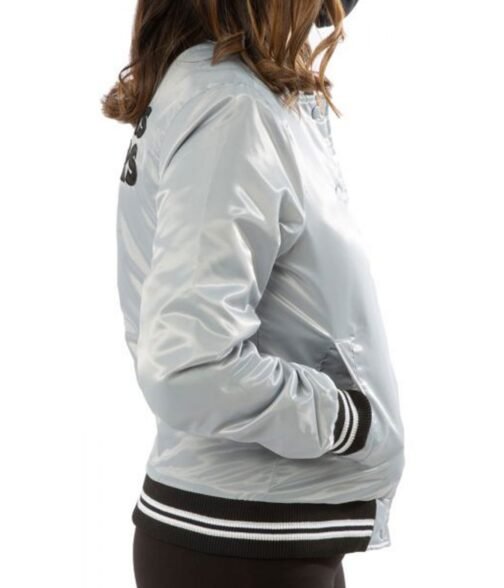 Women’s Raiders Las Vegas Satin Starter Jacket - Image 10