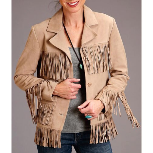 Women’s Suede Leather Fringe Jacket - Image 6