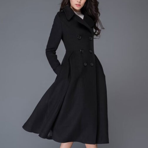 Women’s Swing Double Breasted Wool Coat - Image 20
