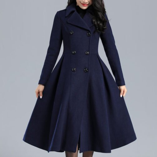 Women’s Swing Double Breasted Wool Coat - Image 21