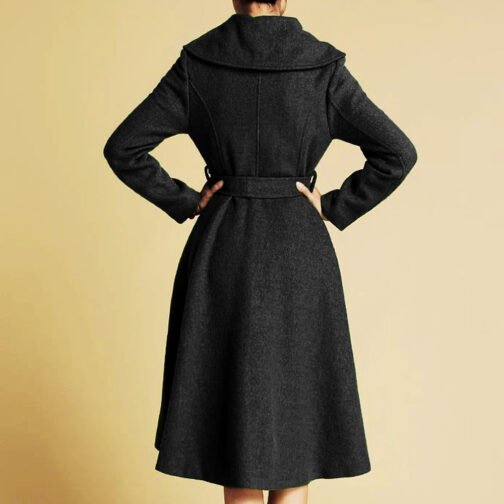 Women’s Feminine Swing Fit and Flare Wool Coat - Image 7
