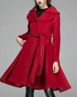 Women’s Feminine Swing Fit and Flare Wool Coat