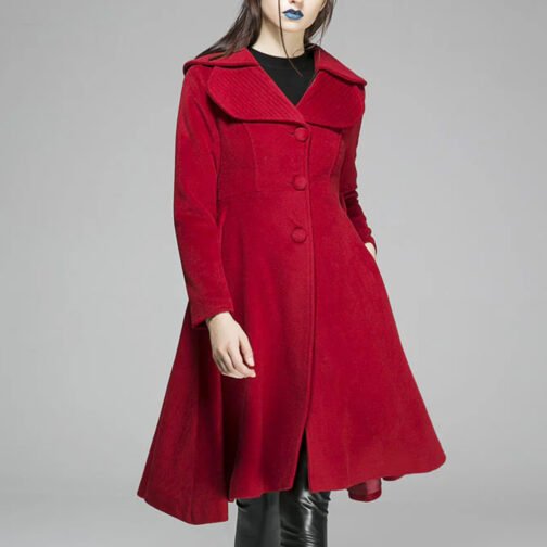 Women’s Feminine Swing Fit and Flare Wool Coat - Image 14