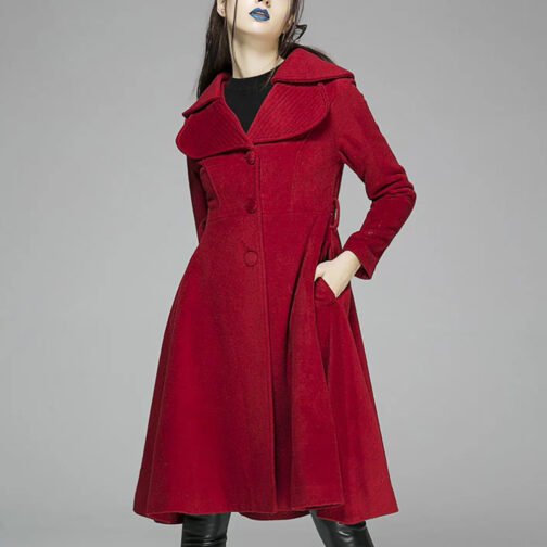 Women’s Feminine Swing Fit and Flare Wool Coat - Image 15