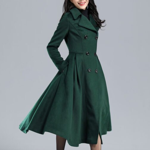 Women’s Swing Double Breasted Wool Coat - Image 23