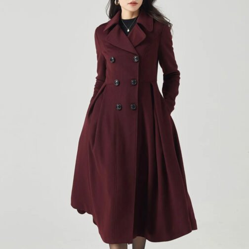 Women’s Swing Double Breasted Wool Coat - Image 5