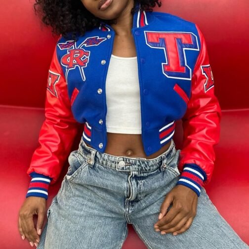 Women’s Tennessee State University Cropped Varsity Jacket - Image 4