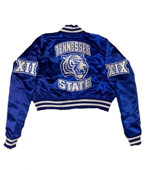 Women’s Tennessee State University Royal Bomber Jacket - Image 2