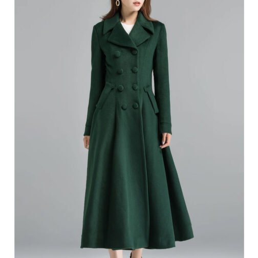 Women’s Vintage Inspired Swing Double Breasted Wool Coat - Image 4