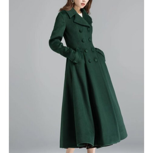 Women’s Vintage Inspired Swing Double Breasted Wool Coat - Image 5
