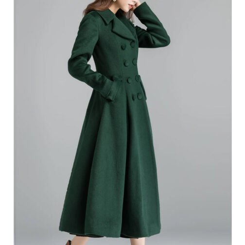 Women’s Vintage Inspired Swing Double Breasted Wool Coat - Image 6