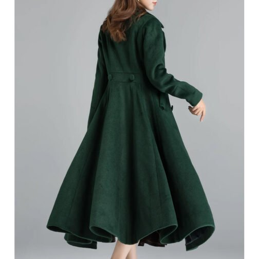 Women’s Vintage Inspired Swing Double Breasted Wool Coat - Image 2