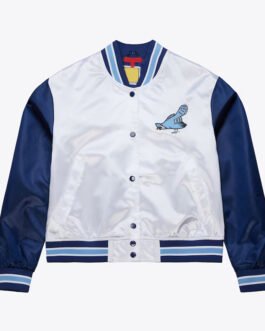 Women’s Philadelphia Blue Jays Cropped White and Blue Satin Jacket