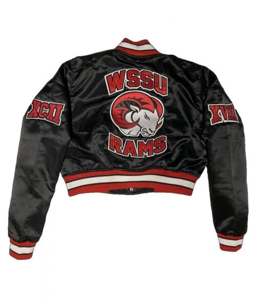 Women’s Cropped Winston Salem State University Black Jacket - Image 2