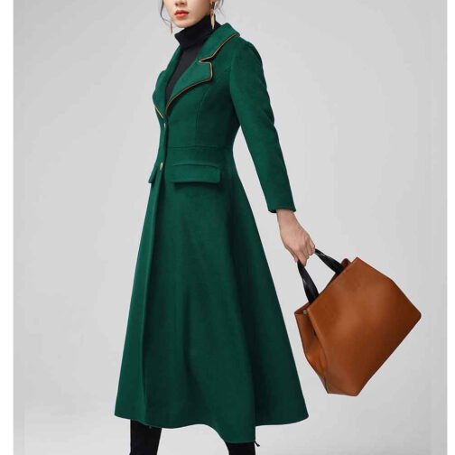 Women’s Green Maxi Wool Coat - Image 6