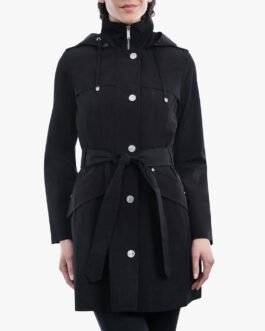 Women’s Zip Front Belted Hooded Coat