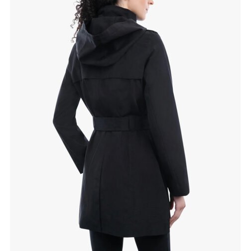 Women’s Zip Front Belted Hooded Coat - Image 5