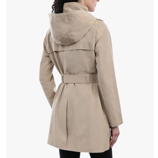 Women’s Zip Front Belted Hooded Coat - Image 6