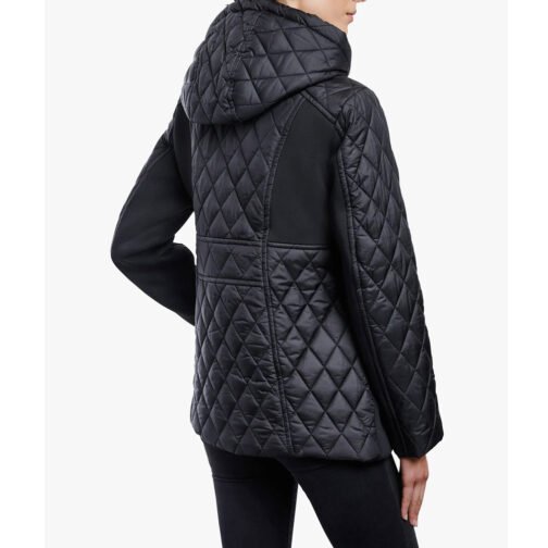Women’s Zip Front Diamond Quilted Hooded Jacket - Image 8