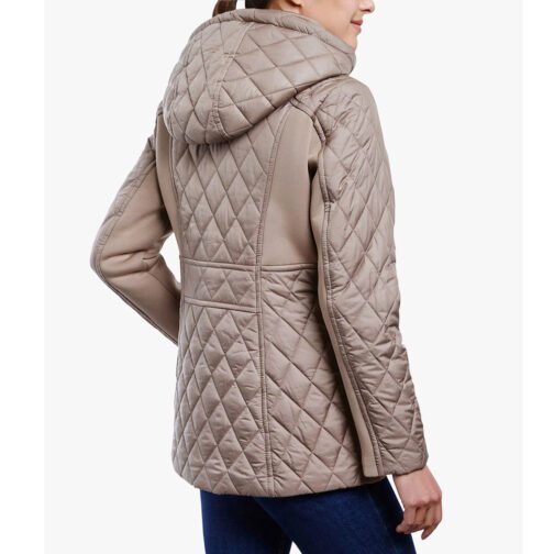 Women’s Zip Front Diamond Quilted Hooded Jacket - Image 7