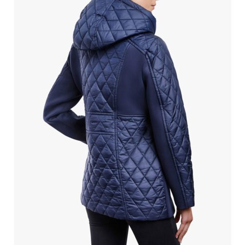 Women’s Zip Front Diamond Quilted Hooded Jacket - Image 6