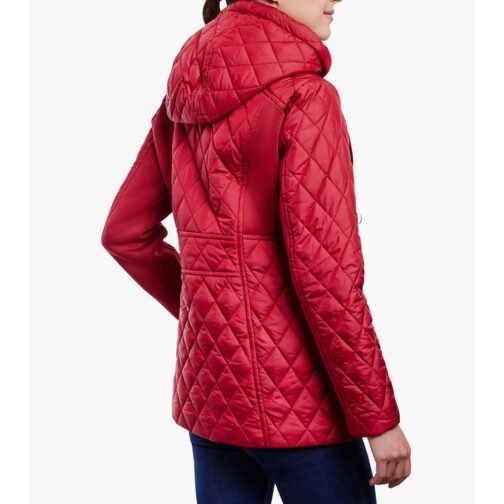 Women’s Zip Front Diamond Quilted Hooded Jacket - Image 5