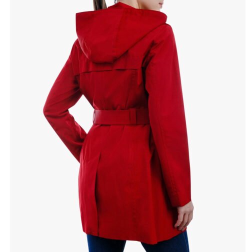 Women’s Zip Front Belted Hooded Coat - Image 4