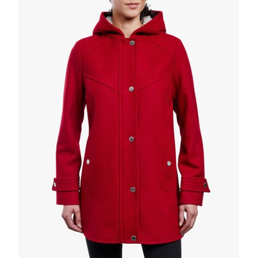 Women’s Zip Front Wool Sherpa Hooded Coat