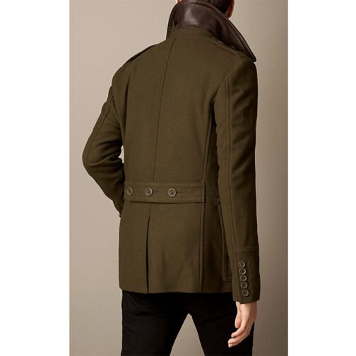 Olive Drab Wool Cashmere Peacoat - Image 2