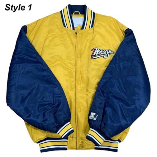 World Series 1998 Dugout Yellow and Royal Blue Satin Jacket - Image 3