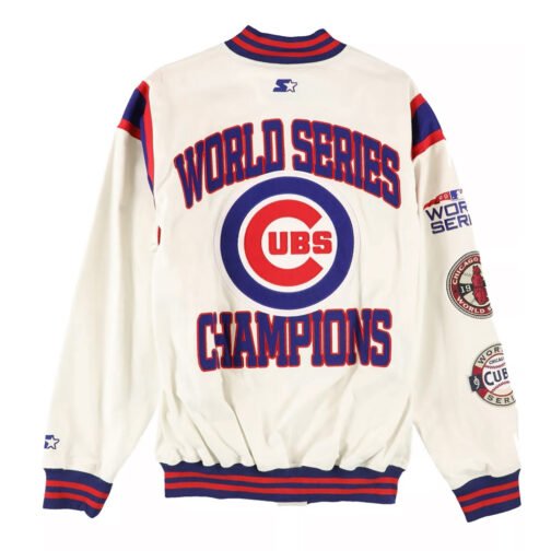 World Series Champions Chicago Cubs Off White Jacket - Image 2