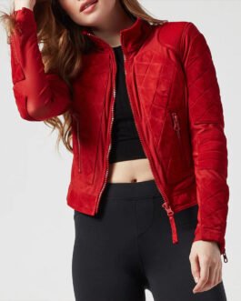Bayley WWE Suede Quilted Red Jacket