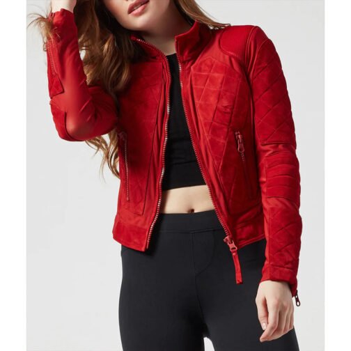 Bayley WWE Suede Quilted Red Jacket