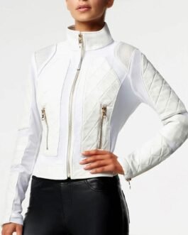 Bayley WWE Pay-Per-View Moto White Quilted Leather Jacket