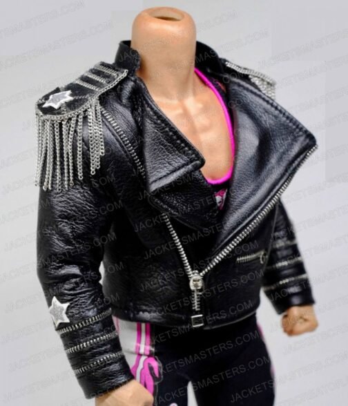 WWE Bret Hart The Hitman Zipper Leather Jacket - Image 3
